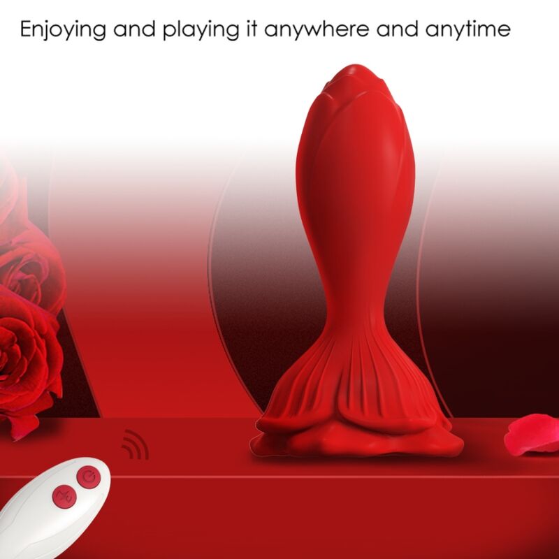 Vibrateur avec Plug Anal Rose Télécommandé Rouge - Armony