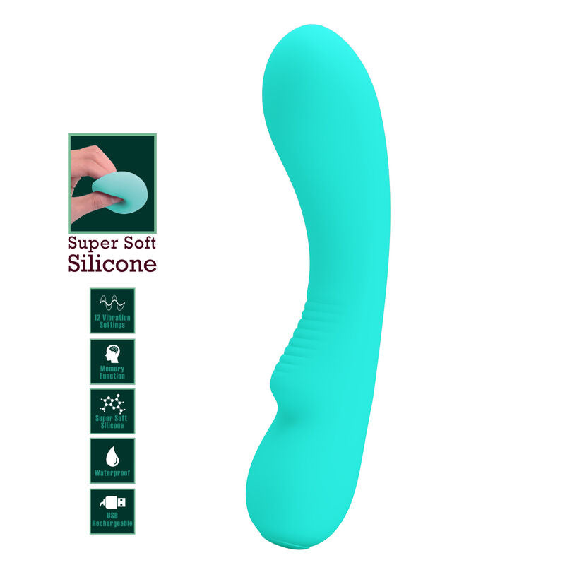 Vibrateur Rechargeable Prescott Vert Aqua - Pretty Love