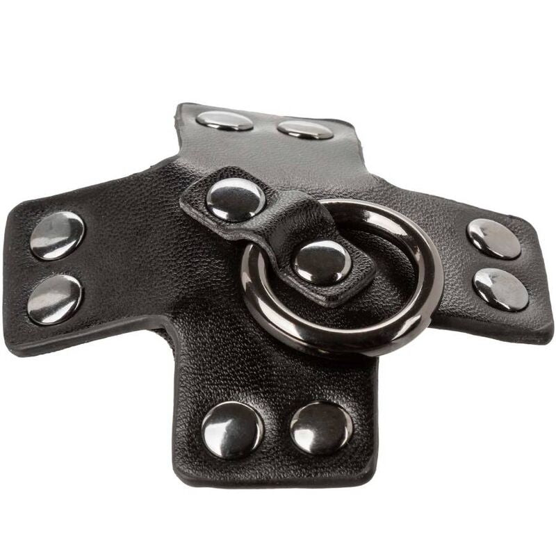 Cache-Tétons Cuir Noir avec Anneau Euphoria - CalExotics