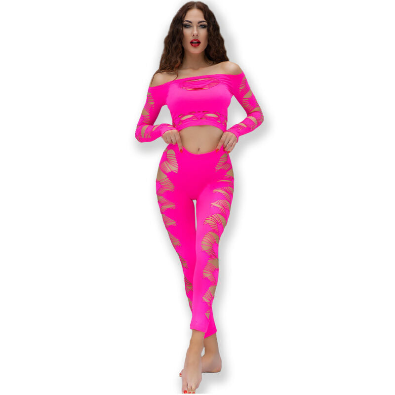 Chilirose - Ensemble Top + Legging Rose Fuchsia CR 4436 - Taille S/L