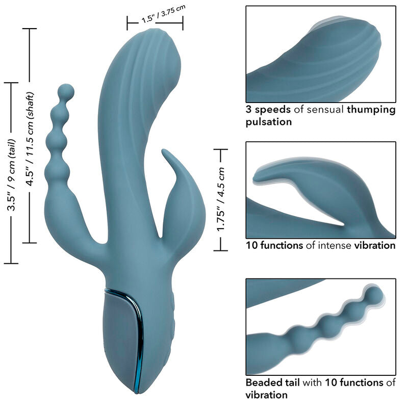 Vibrateur Triple Ecstasy Gris - CalExotics