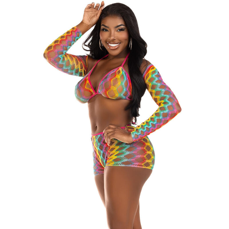 Ensemble Lingerie 3 Pièces Arc-en-Ciel Taille Unique - Leg Avenue