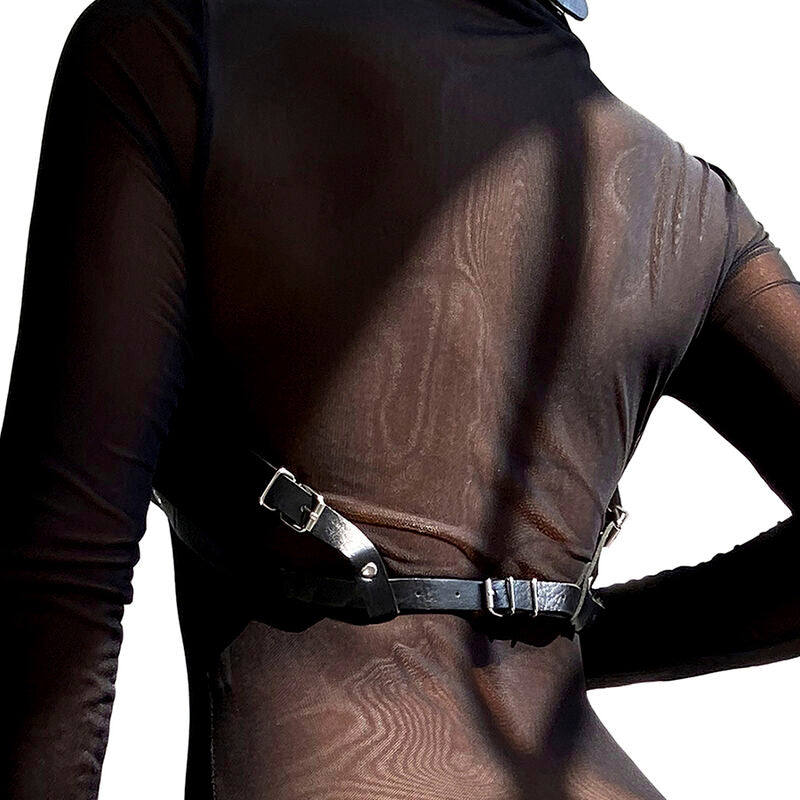Harnais Poitrine Cuir Noir Chaînes - Subblime - SUBBLIME FETISH