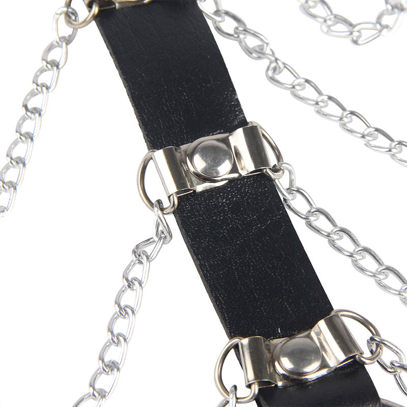 Harnais Poitrine Chaîne S Cuir Noir Taille Unique - Subblime - SUBBLIME FETISH