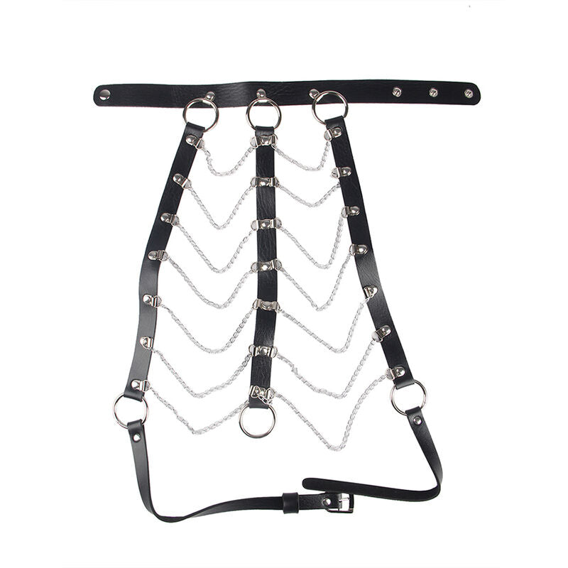 Harnais Poitrine Chaîne S Cuir Noir Taille Unique - Subblime - SUBBLIME FETISH