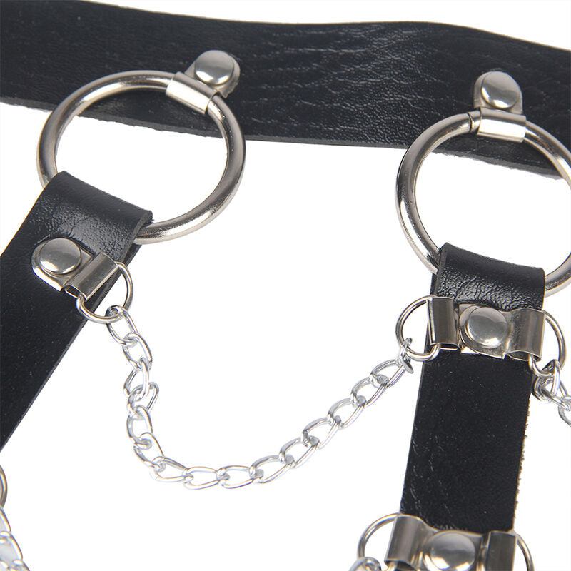 Harnais Poitrine Chaîne S Cuir Noir Taille Unique - Subblime - SUBBLIME FETISH
