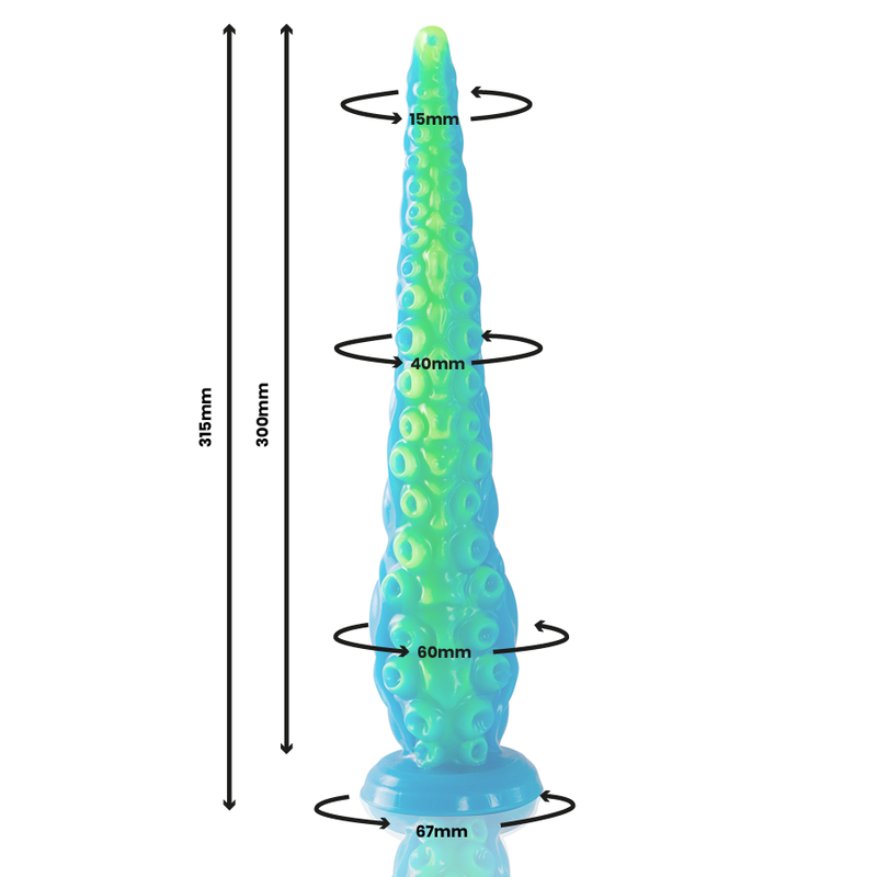 Gode ventouse tentacule grande taille Scylla - Phosphorescent - Epic