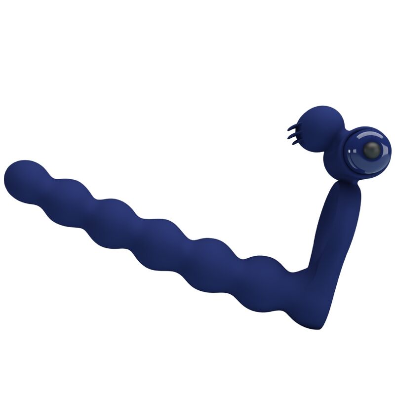 Anneau Pénien Vibrant Ajmal Bleu avec Plug - Pretty Love