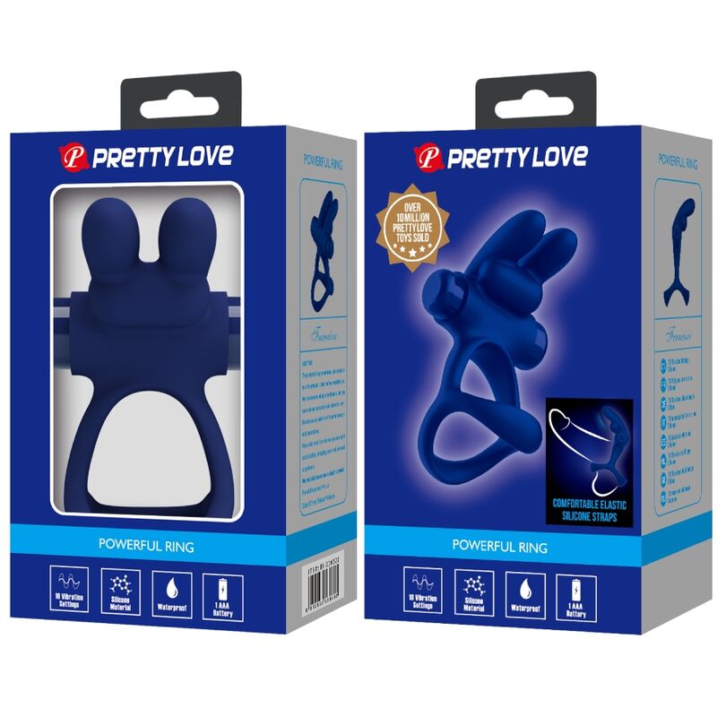 Anneau Pénien Vibrant Francisco Double Lapin Bleu - Pretty Love