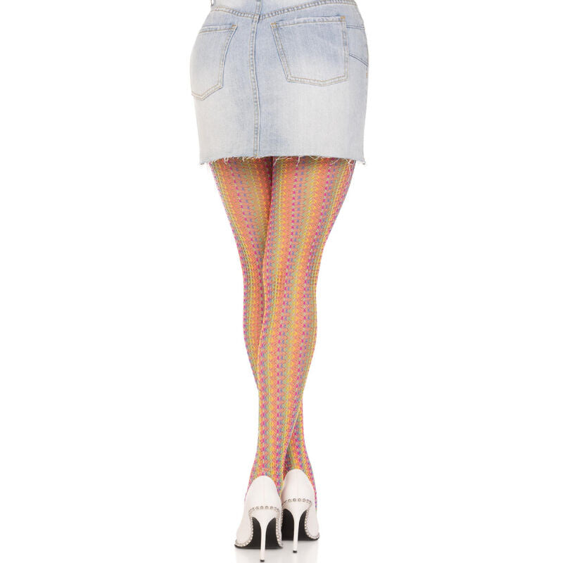 Collants Résille Crochet Arc-en-Ciel Multicolore - Leg Avenue