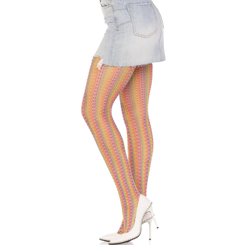 Collants Résille Crochet Arc-en-Ciel Multicolore - Leg Avenue