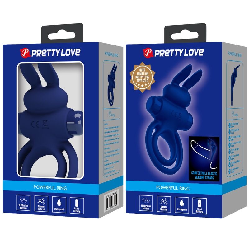 Anneau Pénien Vibrant Darey Double Lapin Bleu - Pretty Love