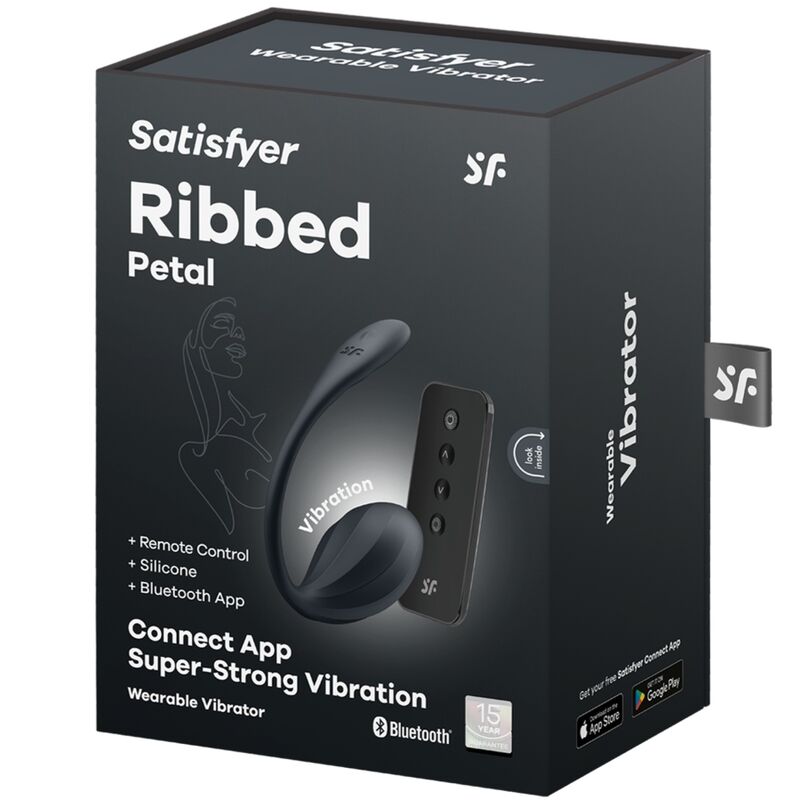 Œuf Vibrant Connecté Ribbed Petal Noir - Satisfyer