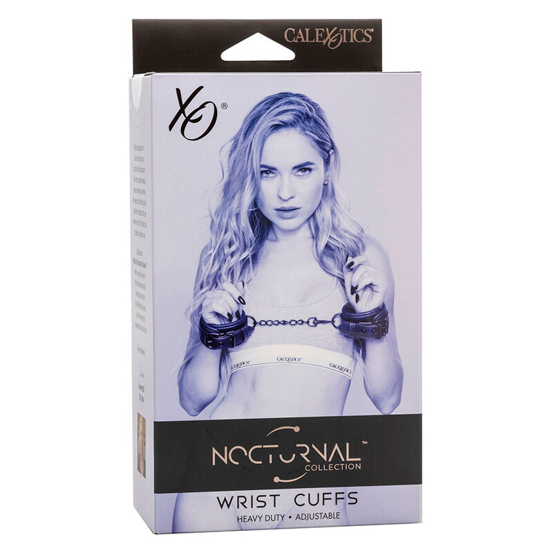 Menottes Cuir Nocturnal Poignets Réglables Noirs - CalExotics