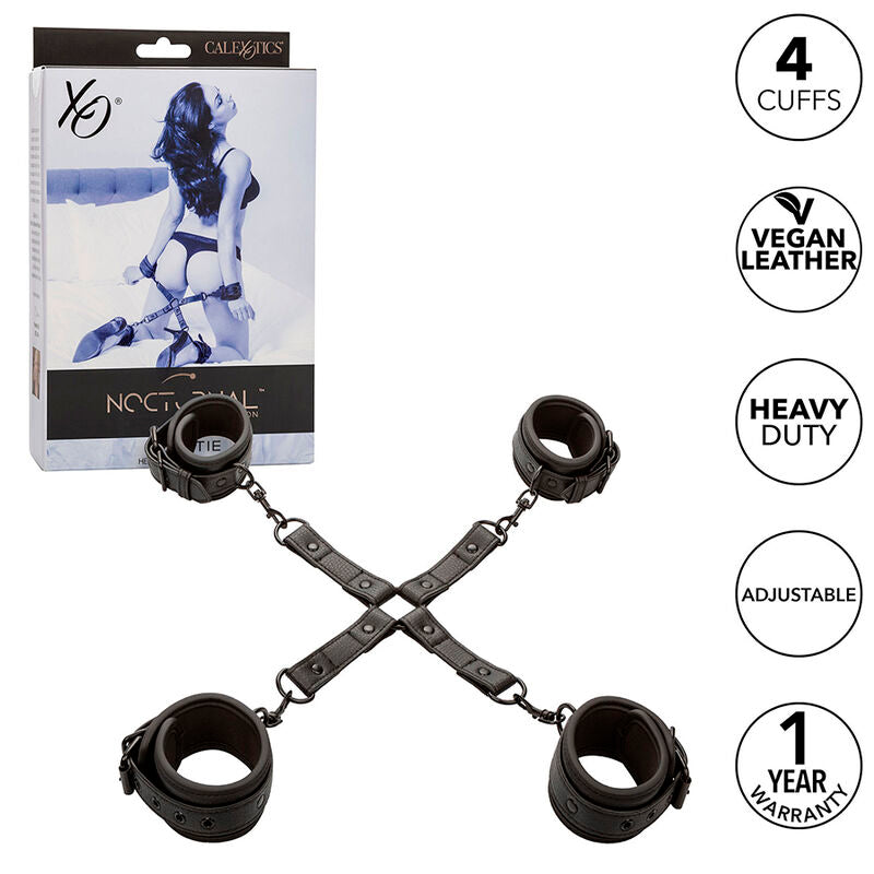 Kit Hogtie Connecteur en X Cuir Noir Ajustable - Calexotics
