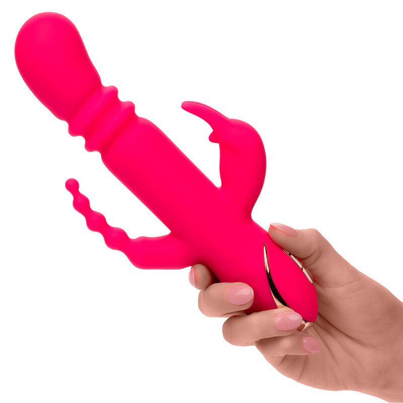 Vibromasseur Rabbit Jack Fantasy Triple Chauffant Rose - Calexotics