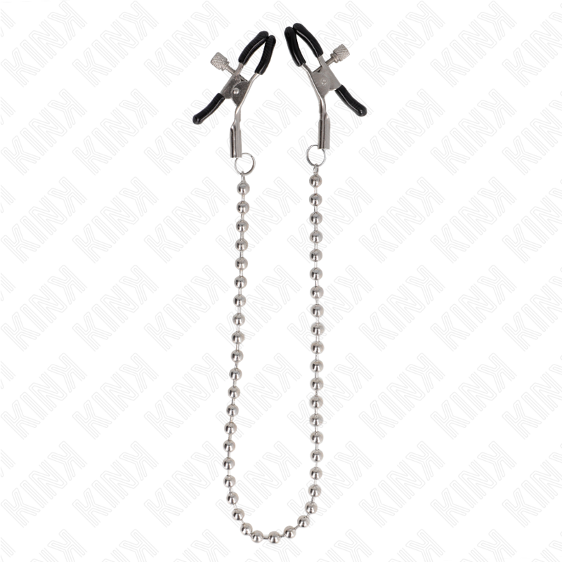 KINK – Pinces à tétons avec chaîne de billes – 30 cm