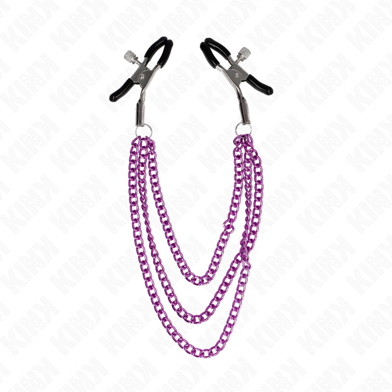 KINK – Pinces à tétons réglables avec 2 chaînes violettes