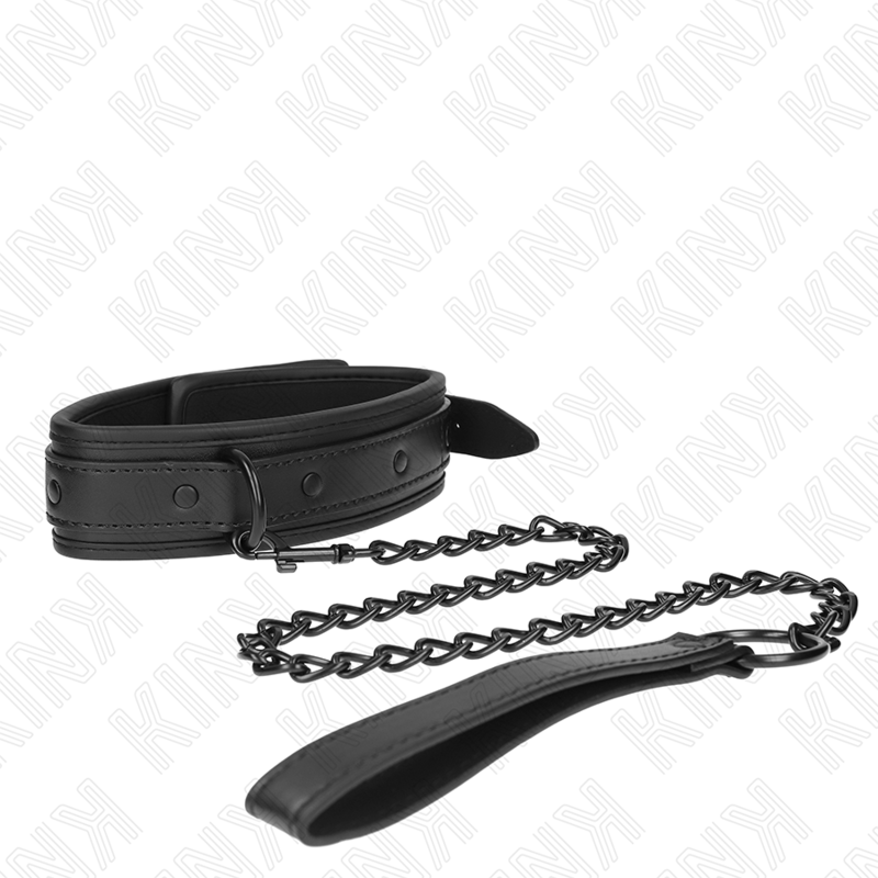 Collier de Bondage Néoprène avec Laisse 78cm Réglable - KINK - KINK COLLAR & GAG