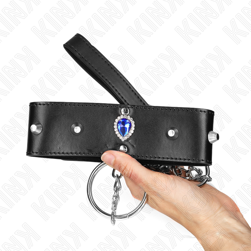 Collier BDSM avec Bracelet 65cm Diamants Bleus - Kink - KINK COLLAR & GAG