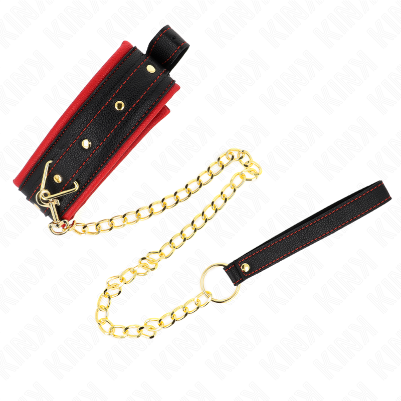 Collier avec Laisse Ajustable 33-48cm Tissu Uni - KINK - KINK COLLAR & GAG