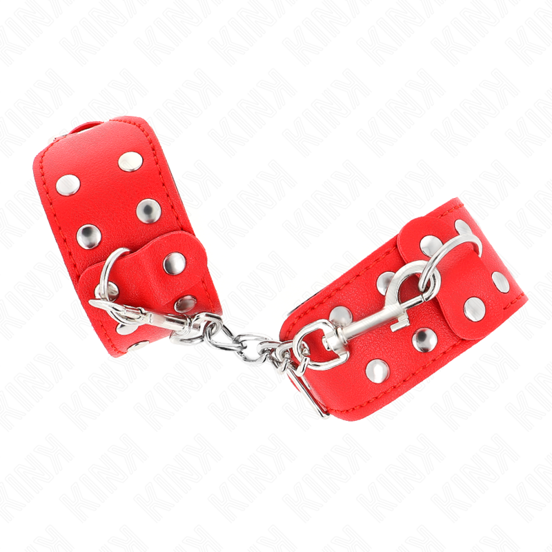 Bracelets BDSM Double Ligne de Clous Réglables Rouge - KINK - KINK WRIST RESTRAINT