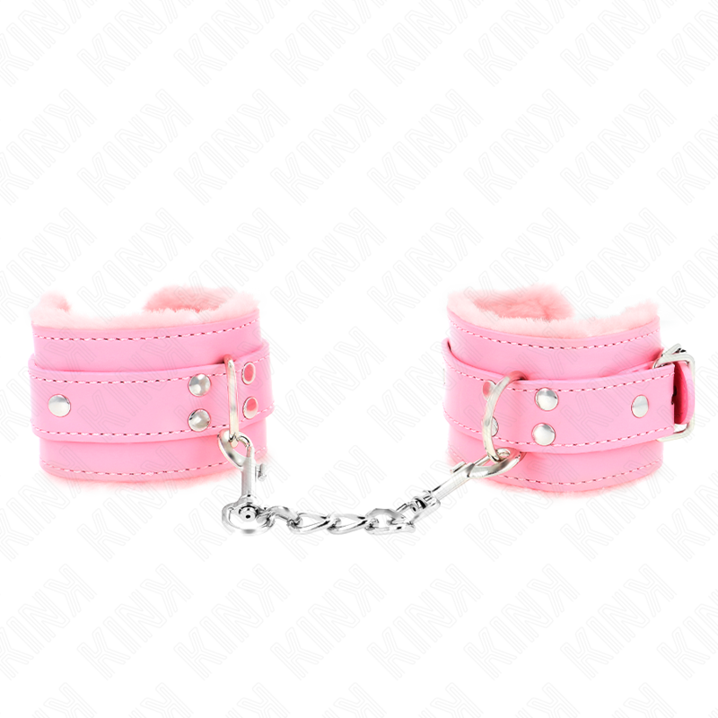 Menottes Doublées Fourrure Rose Réglables 17-29cm - KINK - KINK WRIST RESTRAINT