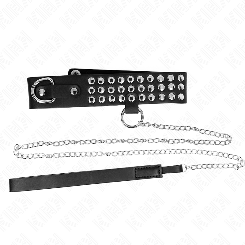 Collier BDSM avec Laisse 65cm Brillant Réglable - KINK - KINK COLLAR & GAG