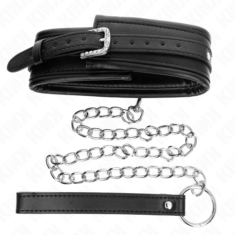 Collier BDSM avec Bracelet à Boucle Brillante 65cm - KINK - KINK COLLAR & GAG