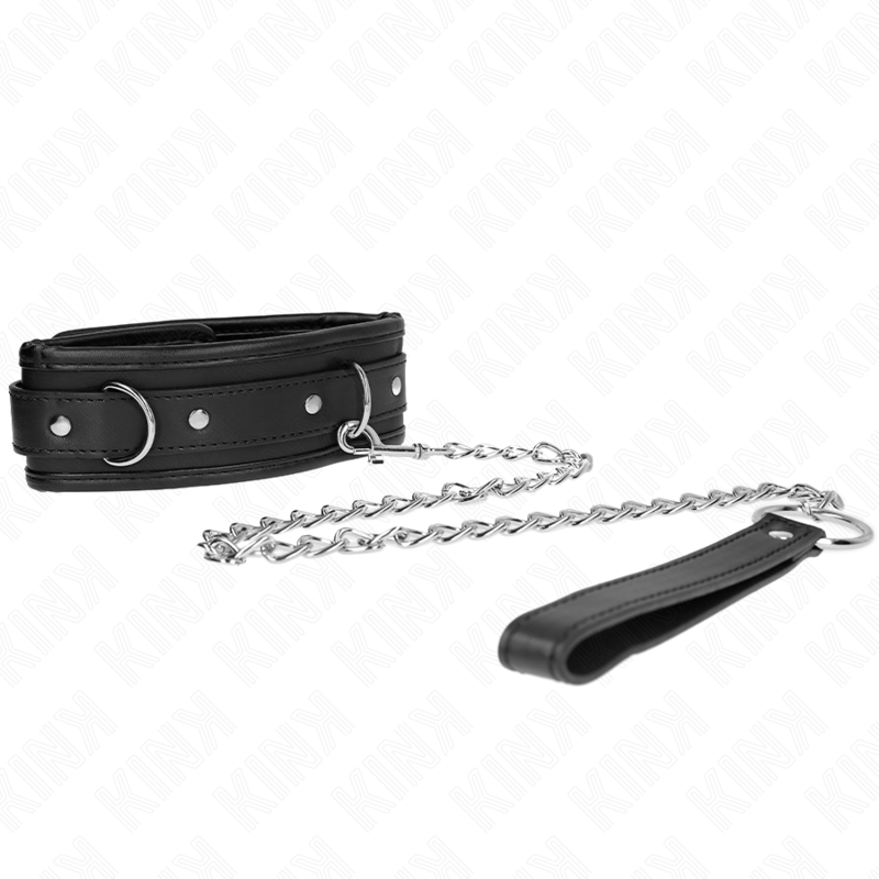 Collier BDSM Basic avec Laisse 65cm Noir - KINK - KINK COLLAR & GAG