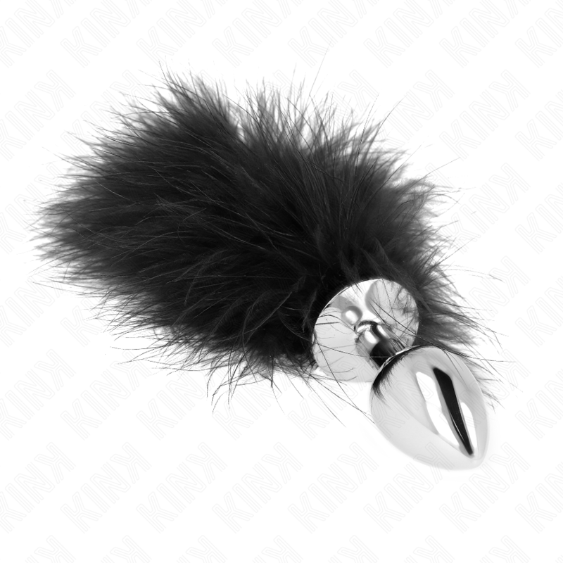 Plug anal en acier inoxydable avec plume 11x7 cm - Kink - KINK PLEASURE PLUGS