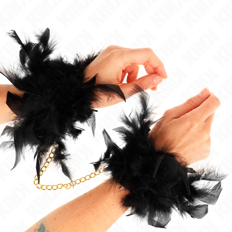 Menottes Plumes KINK avec Chaîne Dorée - KINK - KINK WRIST RESTRAINT