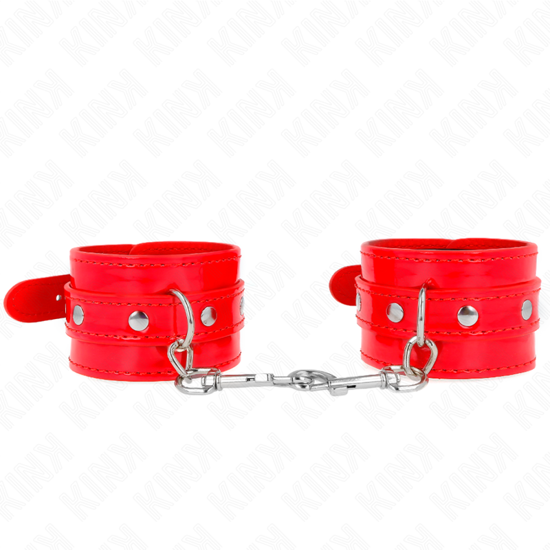 Manchettes BDSM Brillantes Rouges Ajustables 23-33cm - Kink - KINK WRIST RESTRAINT