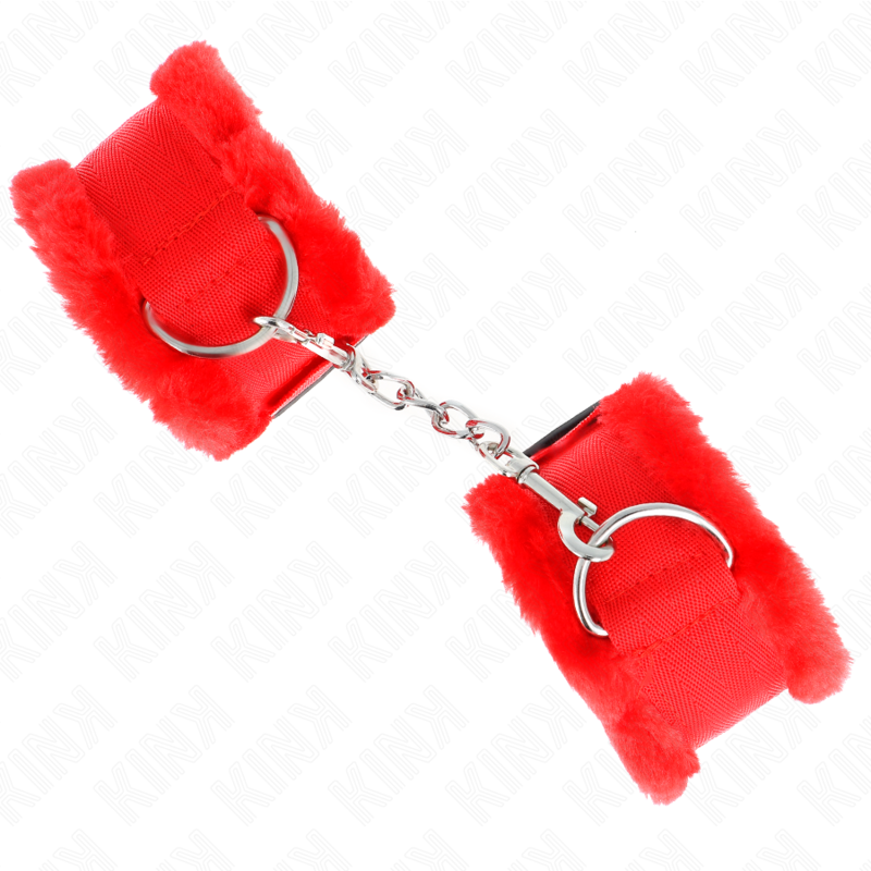 Menottes Appui-Poignets Doublés Fourrure Rouge Ajustable - KINK - KINK WRIST RESTRAINT