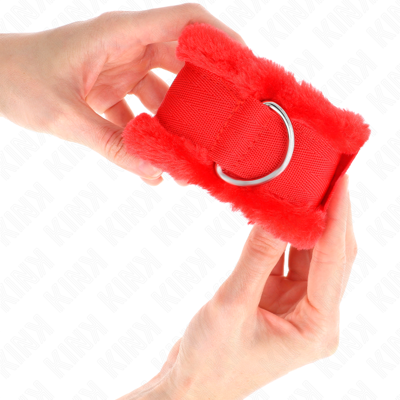 Menottes Appui-Poignets Doublés Fourrure Rouge Ajustable - KINK - KINK WRIST RESTRAINT
