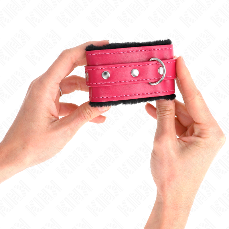 Menottes Poignets Fourrure Premium Noir Rose - KINK - KINK WRIST RESTRAINT