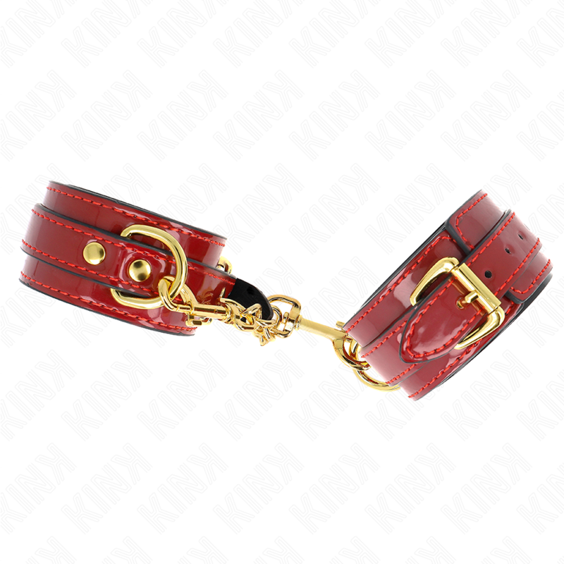 Menottes Cuir Joanna Angel Rouge Chaîne Or - KINK - KINK WRIST RESTRAINT