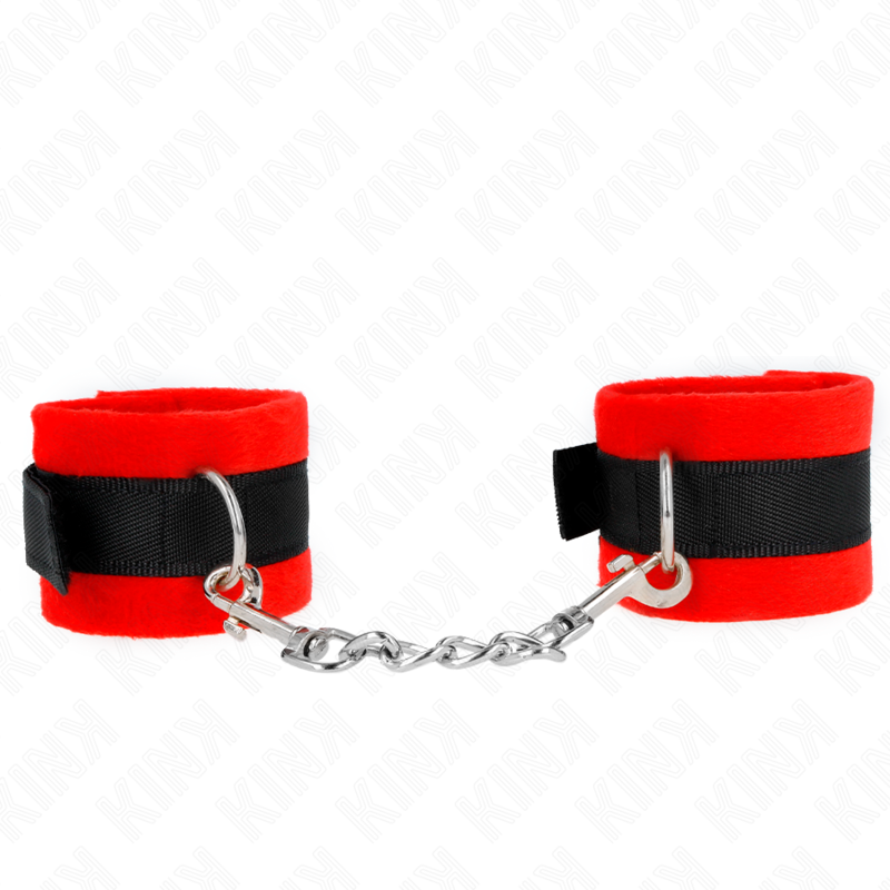 Manchettes BDSM Débutant en Fourrure Noir-Rouge - KINK - KINK WRIST RESTRAINT