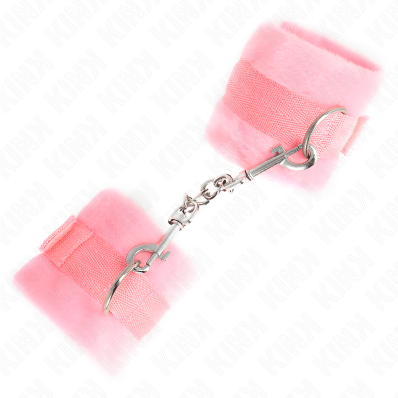 Manchettes BDSM Fourrure Rose Débutant 30cm - KINK - KINK WRIST RESTRAINT