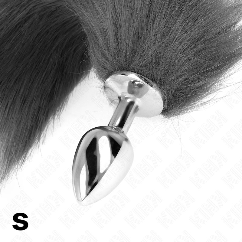 Plug Anal Queue de Renard Gris et Blanc Synthétique 40 cm Taille S - KINK