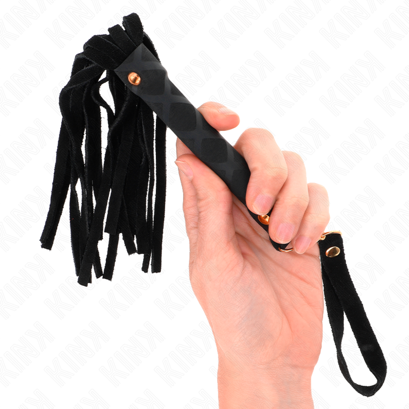 KINK - Mini Martinet BDSM avec Motif Diamant Noir - 30 cm
