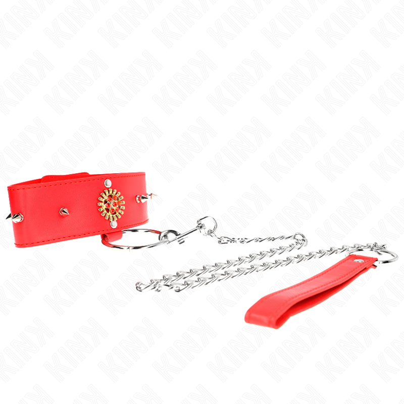 Collier BDSM Diamants Rouges avec Laisse 65cm - KINK - KINK COLLAR & GAG
