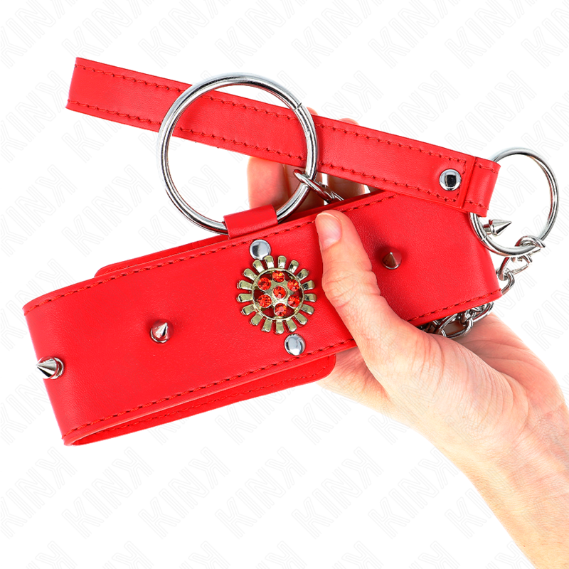 Collier BDSM Diamants Rouges avec Laisse 65cm - KINK - KINK COLLAR & GAG