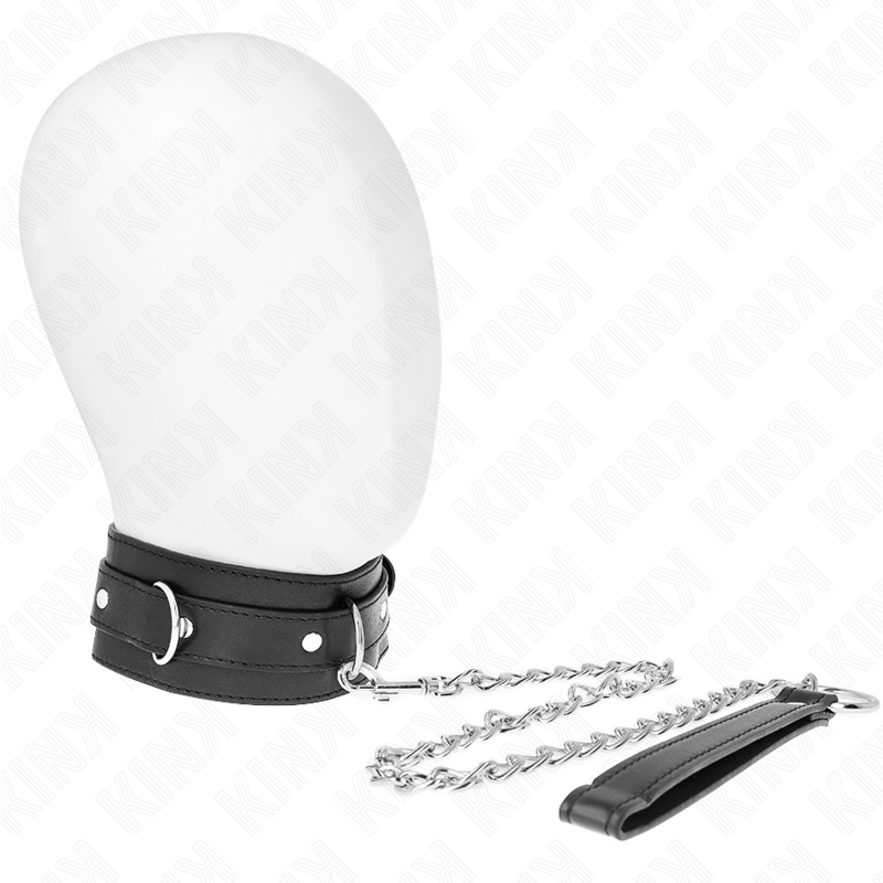 Collier Bondage avec Laisse Cuir Noir 65cm - KINK - KINK COLLAR & GAG