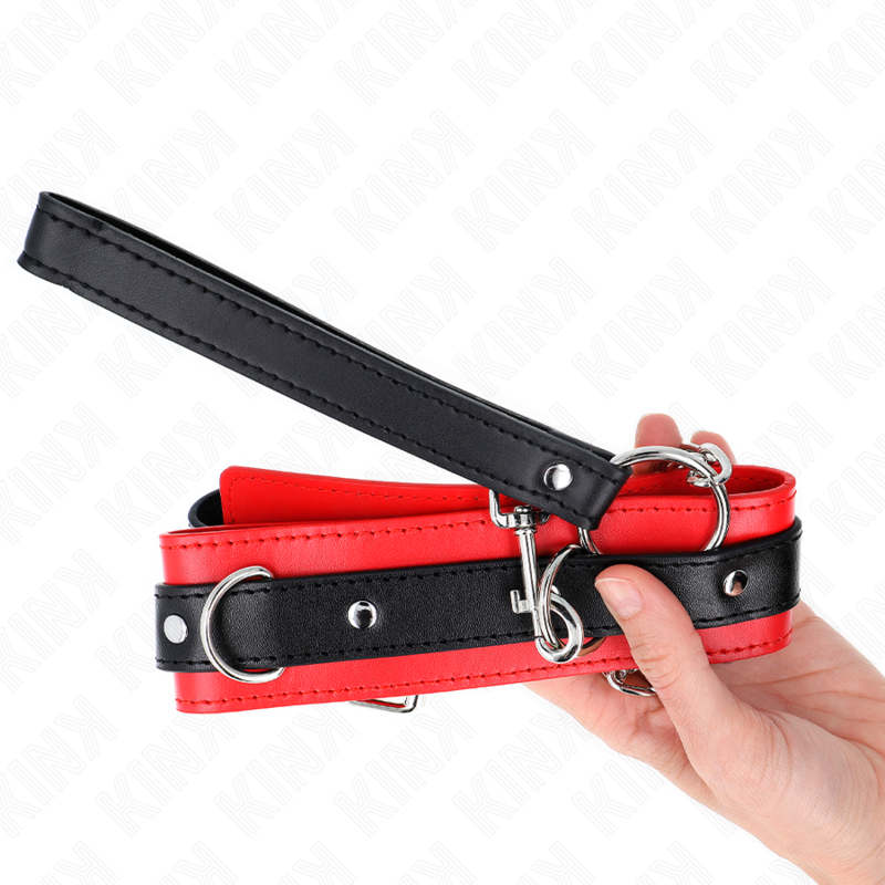 Collier BDSM Basic avec Laisse Rouge 65 cm - KINK - KINK COLLAR & GAG