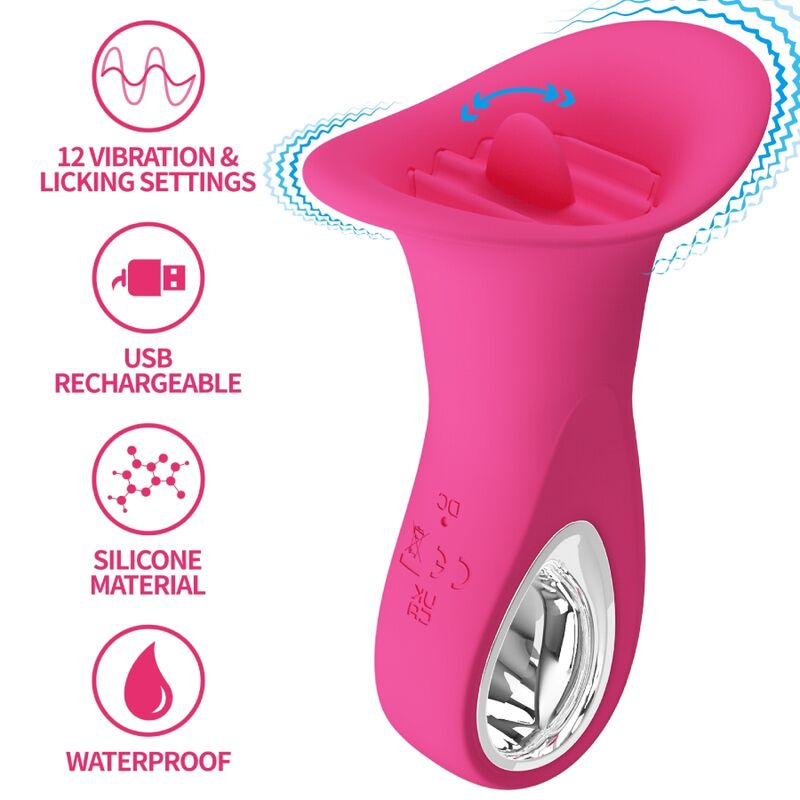 Vibrateur Oral Clyde Langue Vibrante 12 Fonctions Rose - Pretty Love
