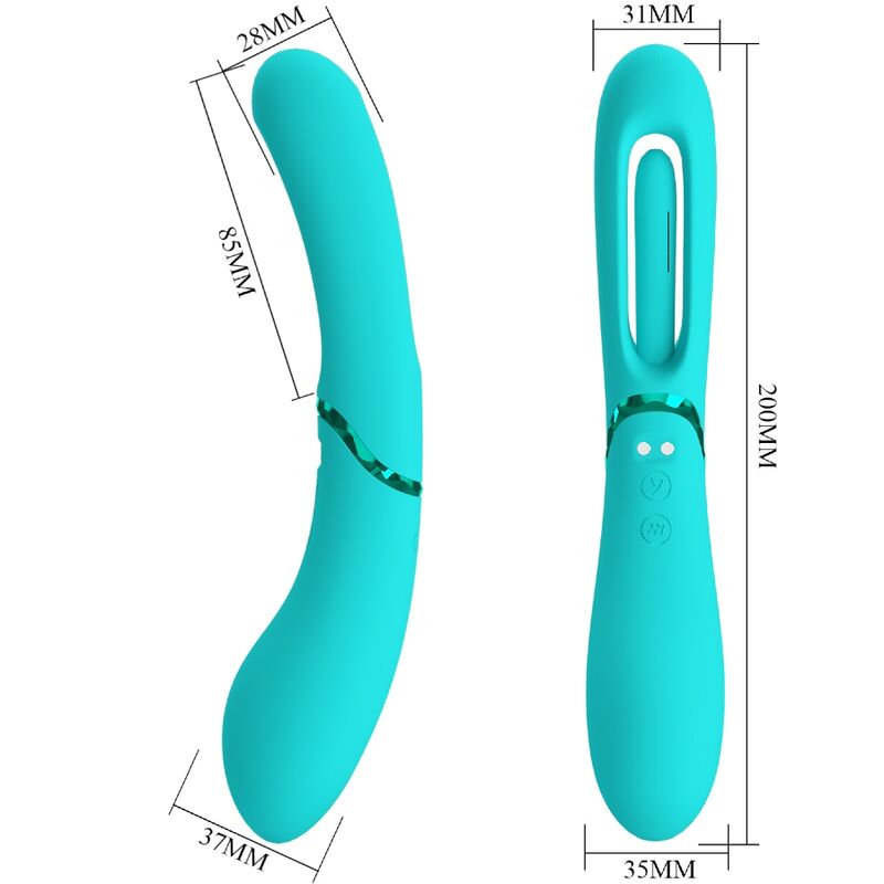 Stimulateur double fonction Lexie 7 vibrations bleu - Romance - ROMANCE