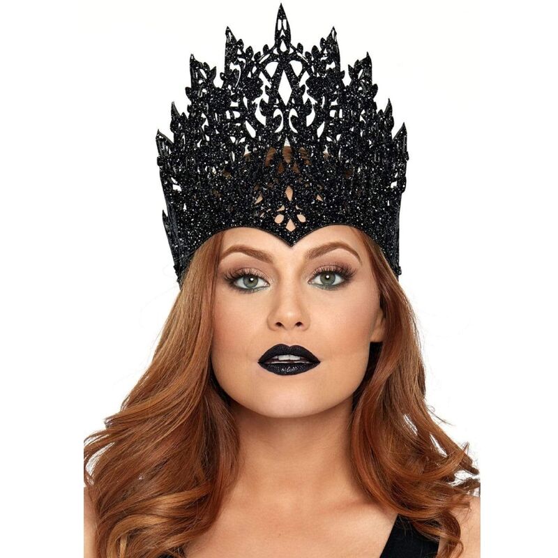 Couronne Paillettes Noires avec Bijou Bleu - Leg Avenue