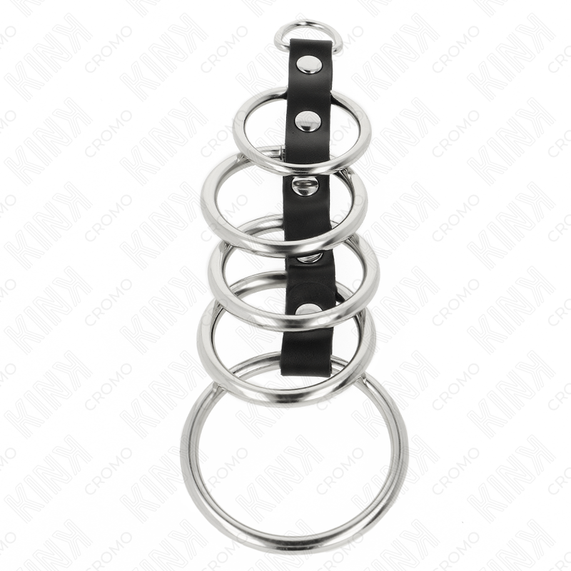 Anneaux Péniens Connectés 5 Tailles Métal Cuir - KINK - KINK RING POWER