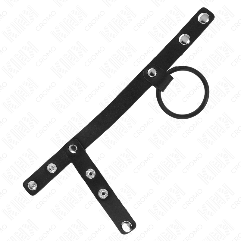 Anneau pénis silicone 3,8 cm avec séparateur de balles et sangle cuir - Kink - KINK RING POWER